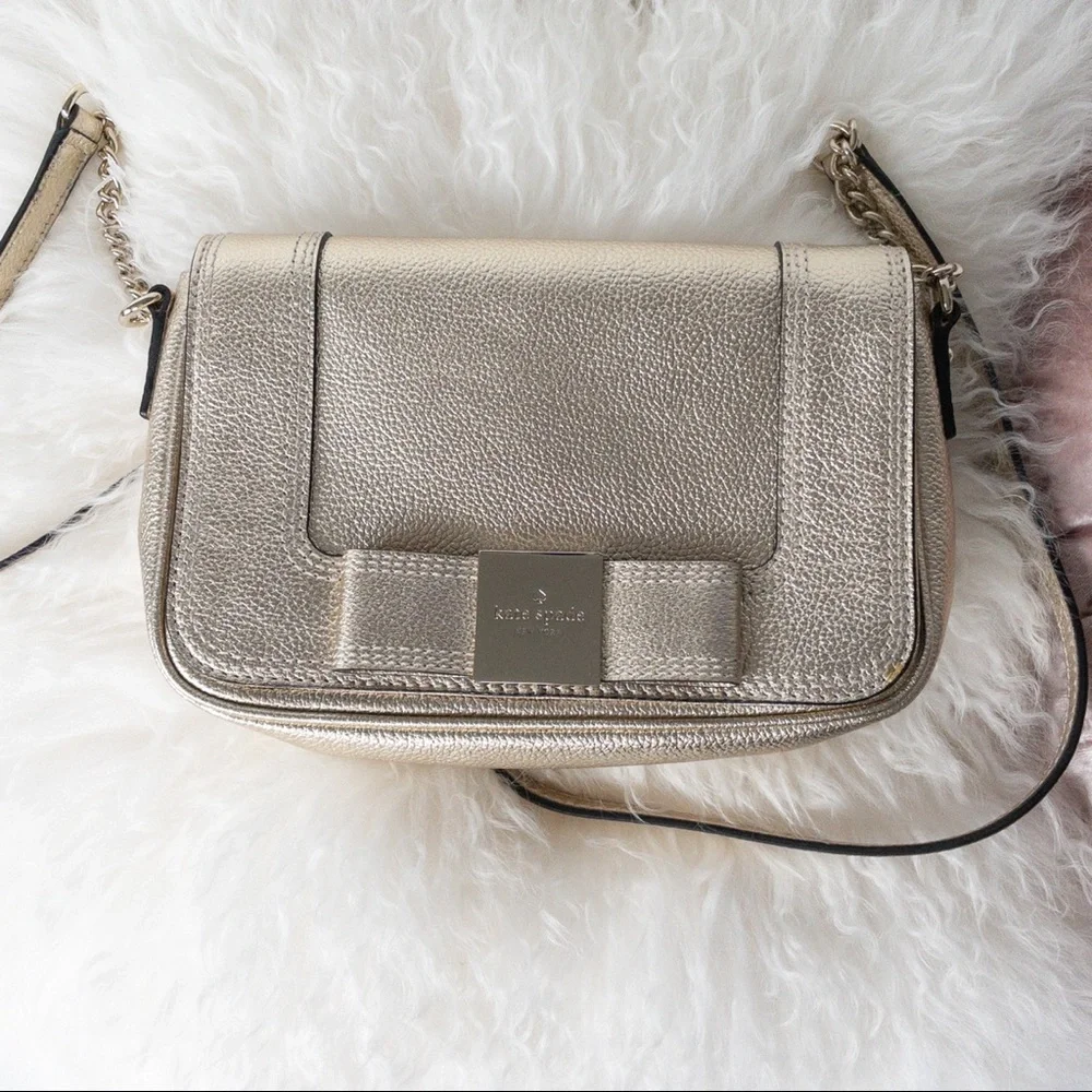 Kate Spade New York Gold Primrose Hill Bow Kaelin Leather Crossbody Bag, NWOT - Picture 2 of 7